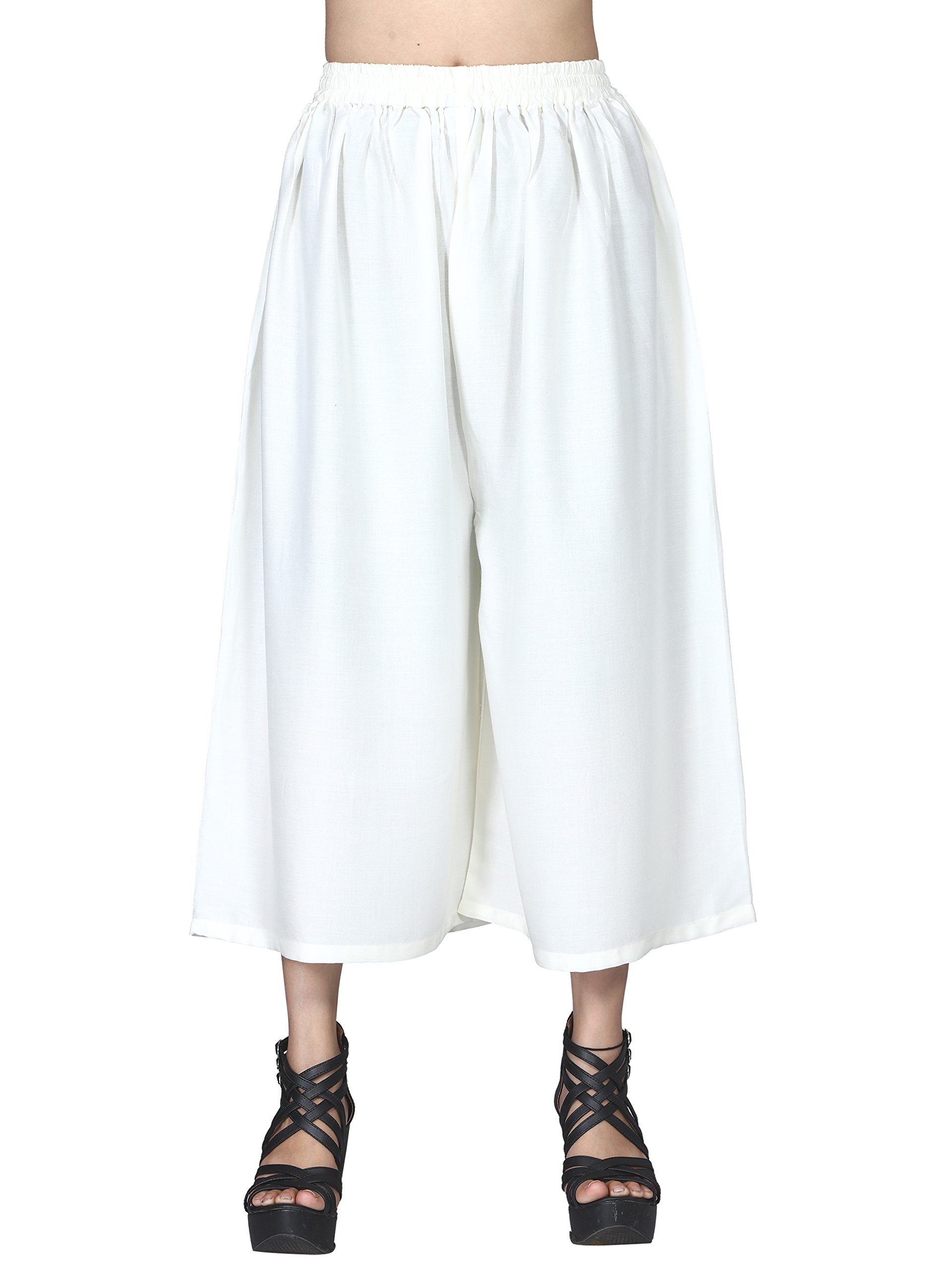 Flared Culottes Pants, Short Pant Palazzo for Women, Girls-image-34