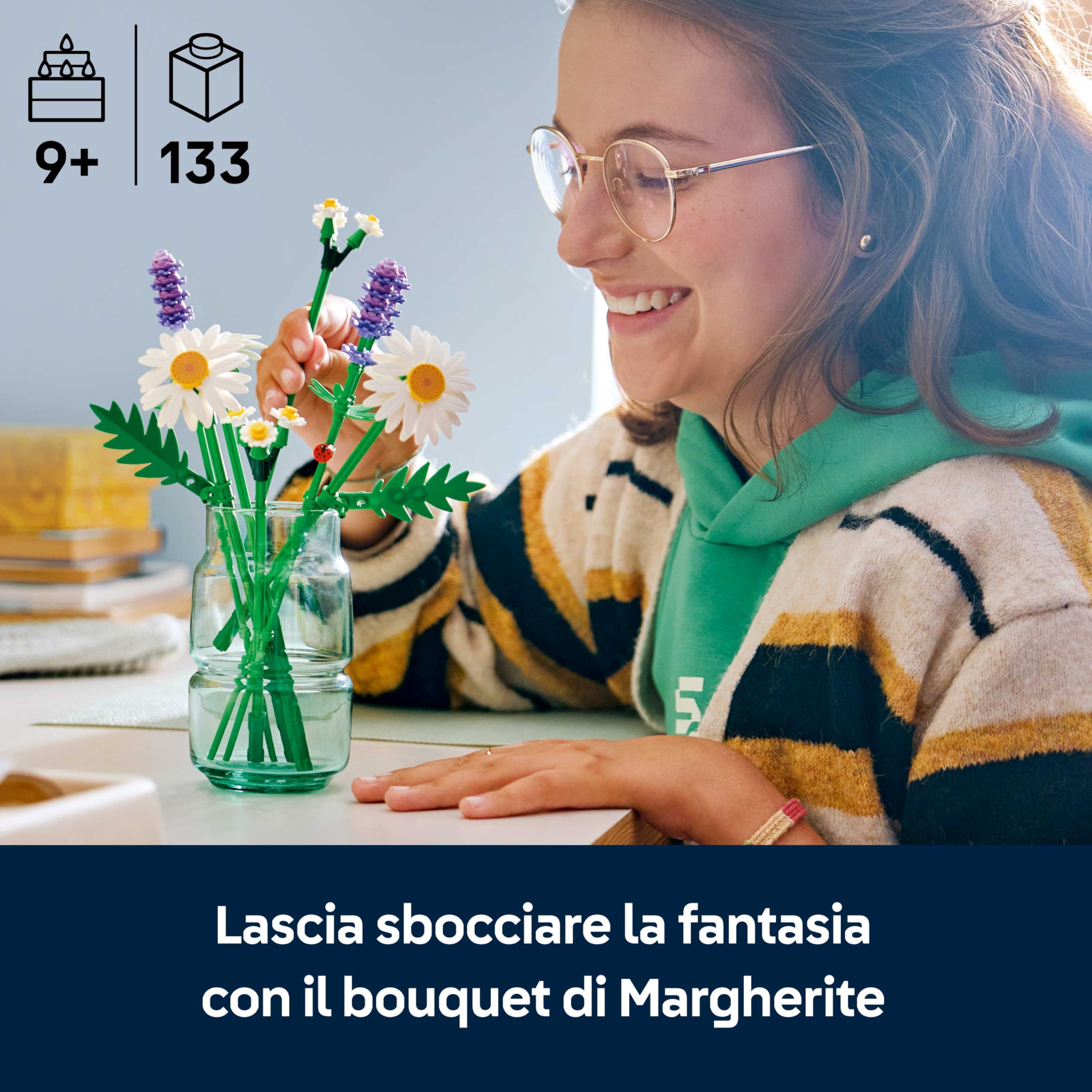 LEGO Botanicals Margherite 11508 Bouquet di Fiori Artificiali per Decorazione Camera da Letto Regalo Compleanno