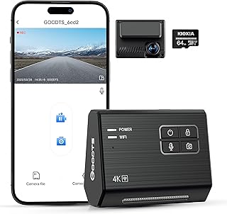 4K Dash Cam Front, GOODTS Car Camera 2160P with WiFi, Dash Camera for Cars with Dedicated Car Charger, Dashcam with App Control,G-Sensor,Parking Monitor,3M Bracket,No Screen,64GB SD Card