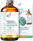 ArtNaturals Organic Rosemary & Castor Hair Growth Oil + Scalp Massager Set – Hair Relaxer for Dry, Itchy Scalp, Thickening & Hydration - Scalp Oil Products For Damaged Hair & Split Ends – 4.0 oz