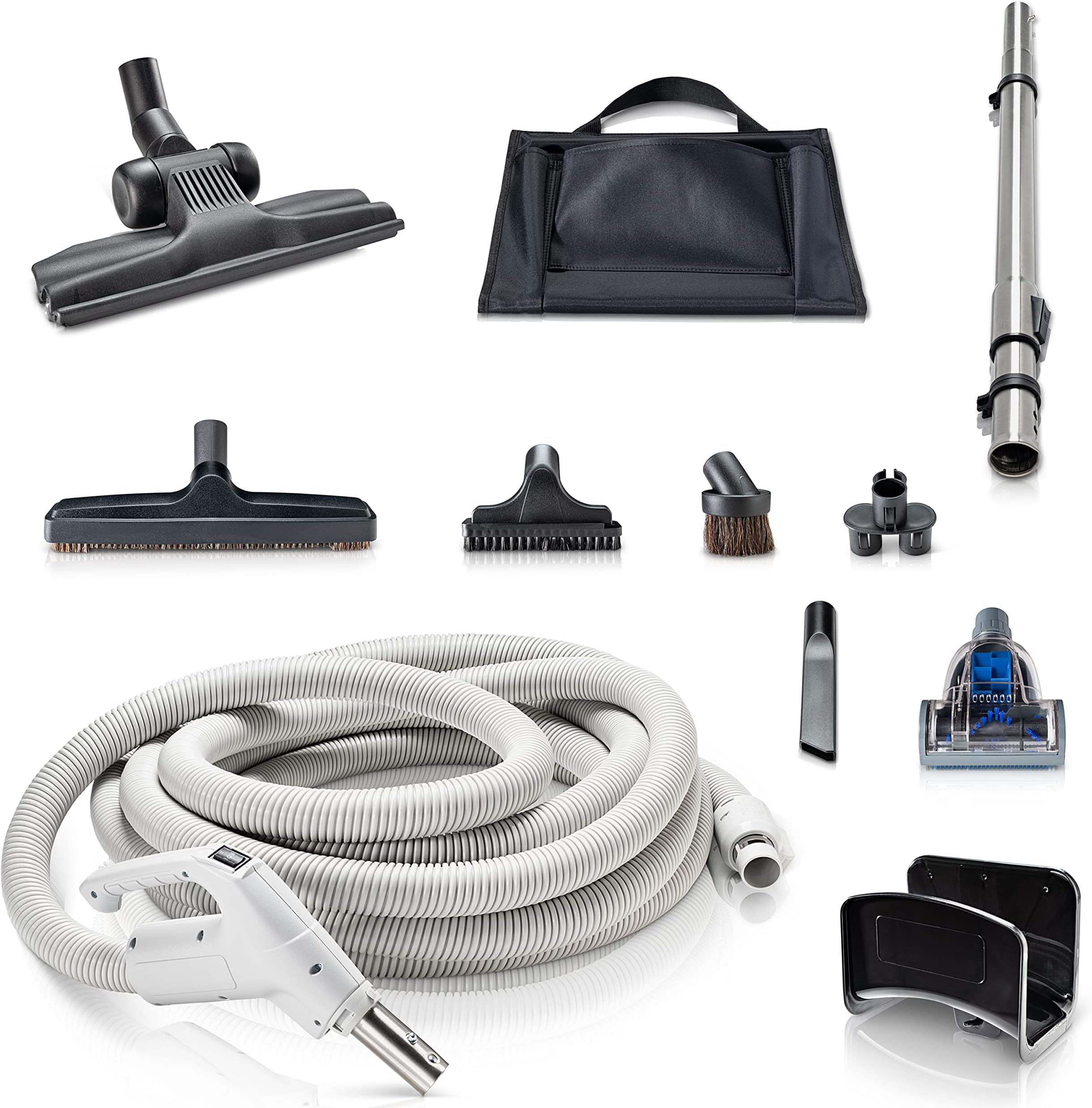 Prolux 30 ft Central Vacuum Hose Kit with Turbo Nozzles - Fits All Brands