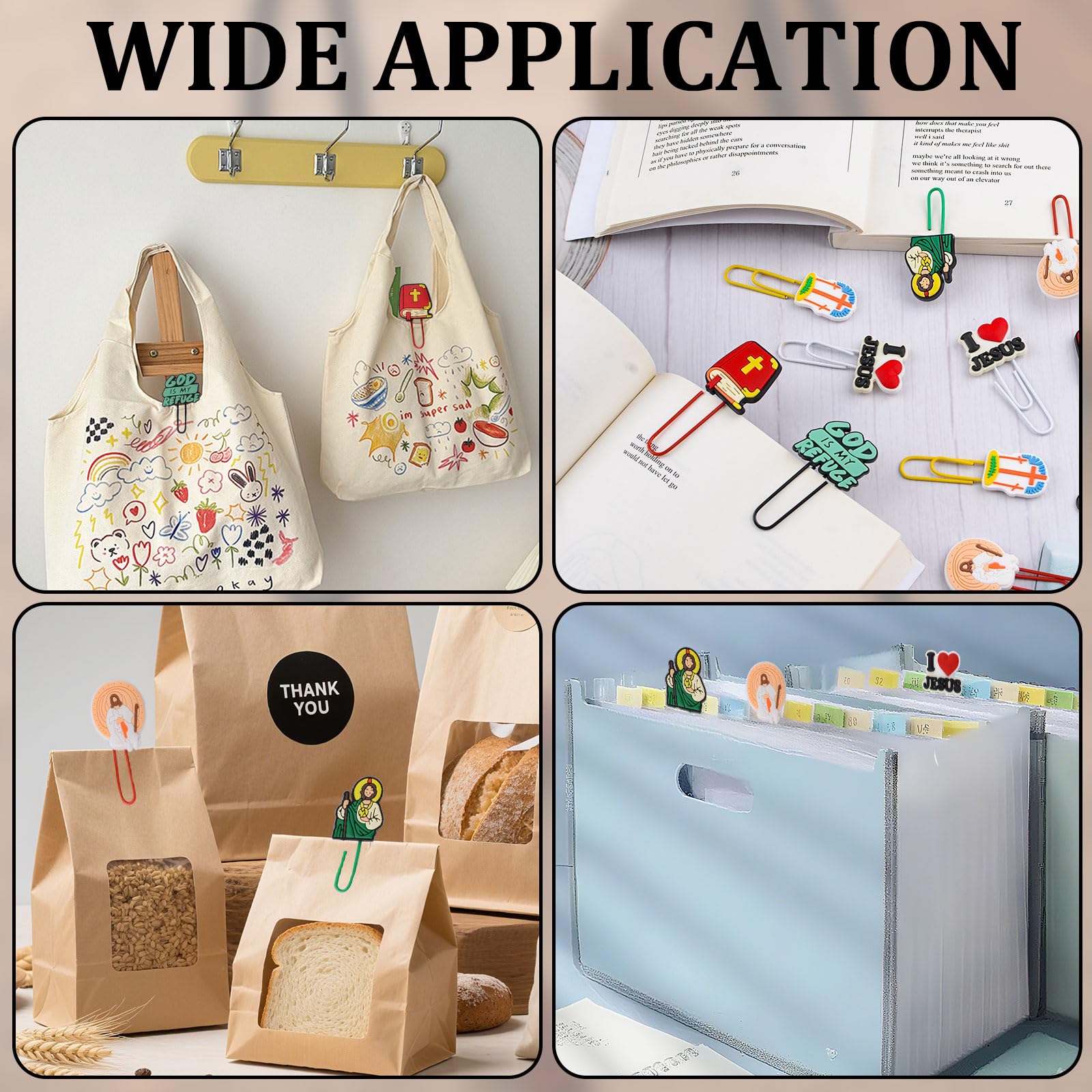 WANDIC Lot de 12 Marque-Pages chrétiens, Croix de Jésus, Fournitures d'étude de la Bible, Cadeaux catholiques pour l'école du Dimanche,Adolescents
