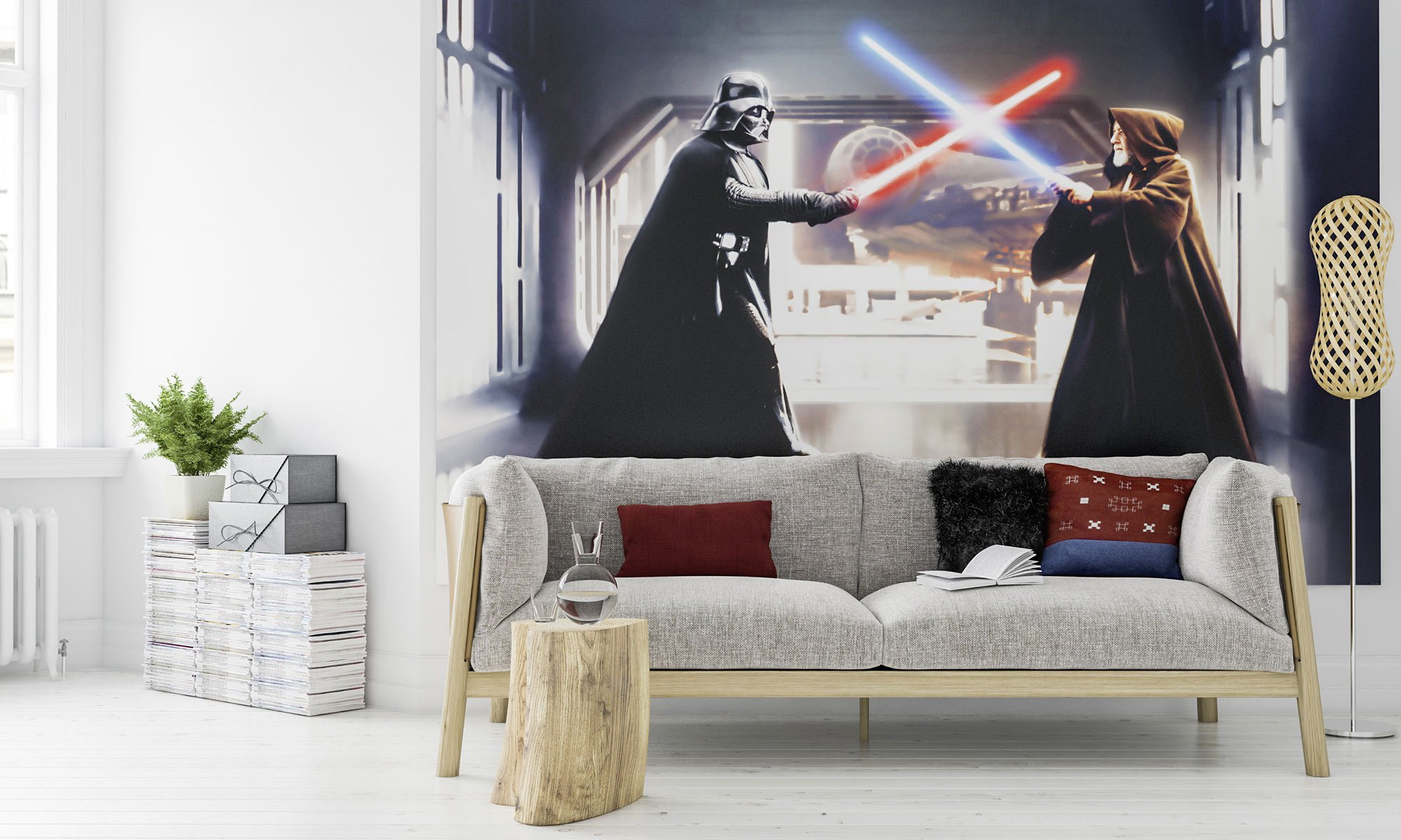 Komar Star Wars Vlies Fototapete VADER VS. KENOBI | 300x200cm | Tapete, Wand Dekoration, Lichtschwerter | 007-DVD3