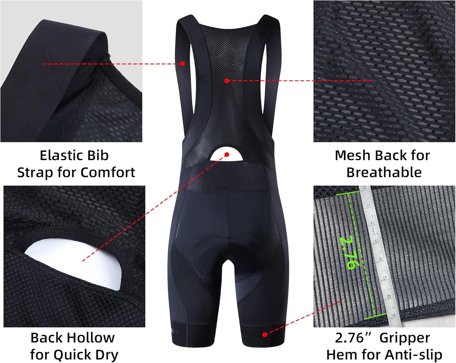 Cycling Bib Shorts for Men - Road Bike Bicycle Breathable Padded Riding Tights - Image 5