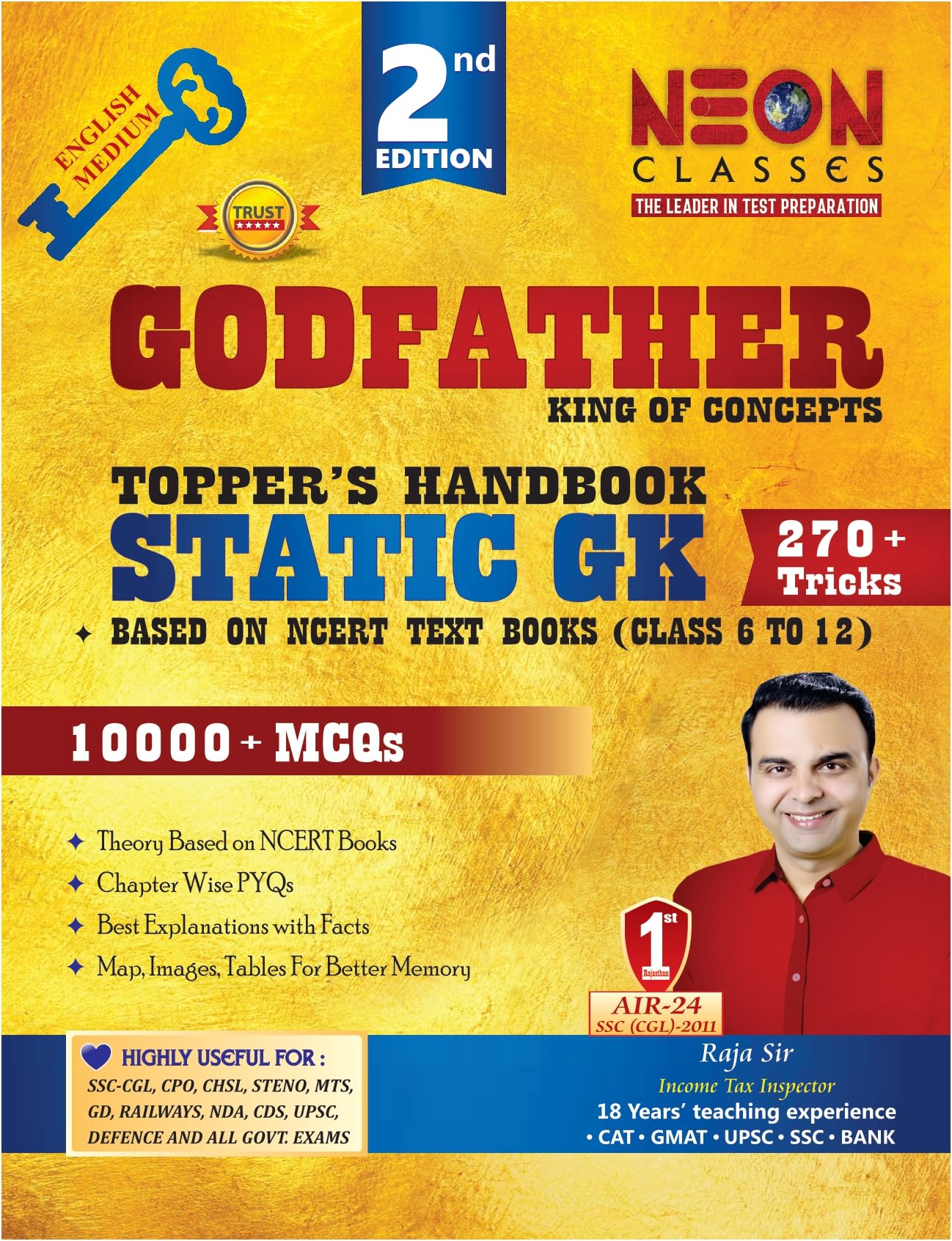 Static G.K. English Medium Second Edition Godfather Topper's Handbook by RAJA SIR for SSC-CGL, CPO, CHSL, STENO, MTS, GD, Railway and Other all Govt. Exams Unknown Binding – 31 August 2024