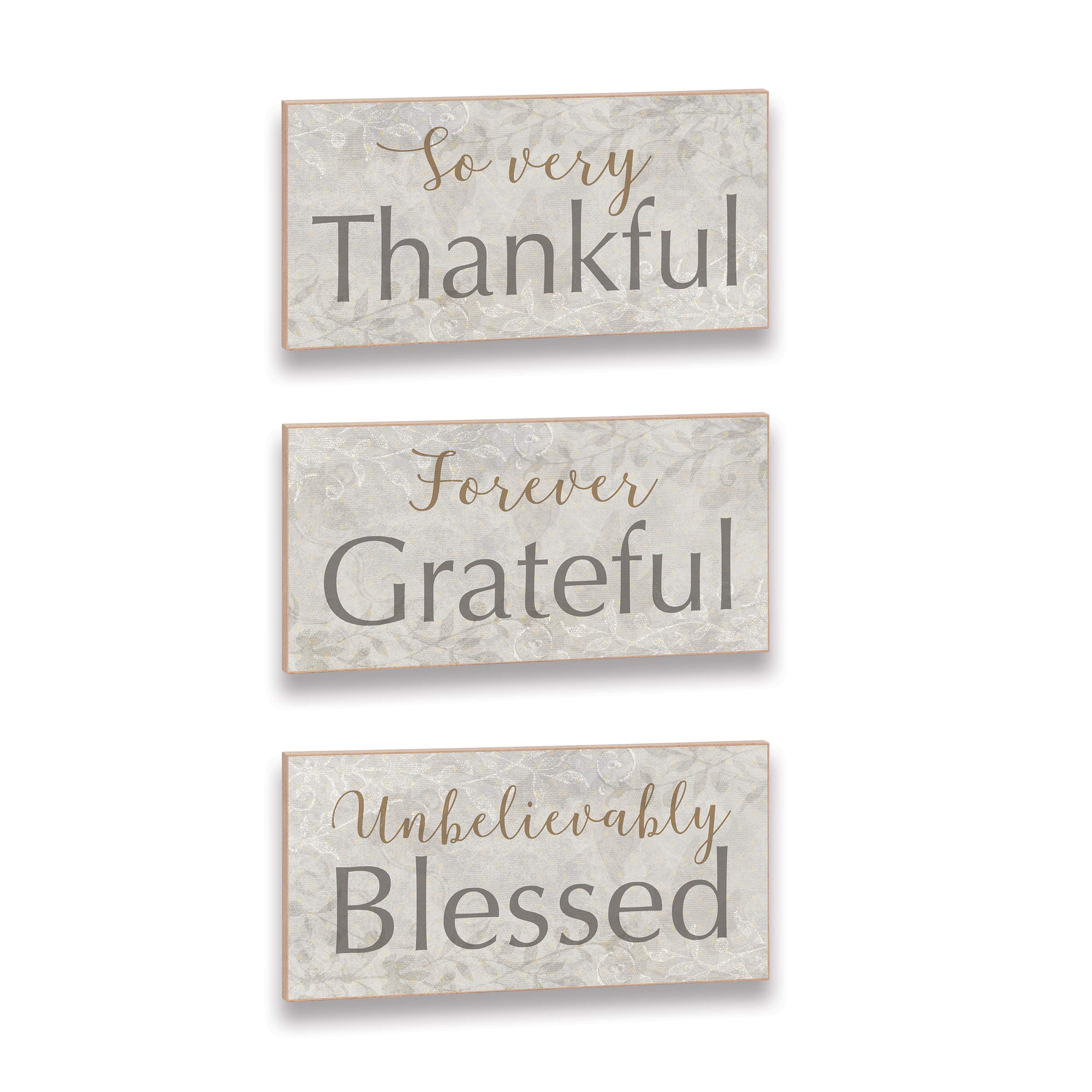 Imagine Designs Thankful Grateful Blessed Word Trio Set Plaque, Aqua