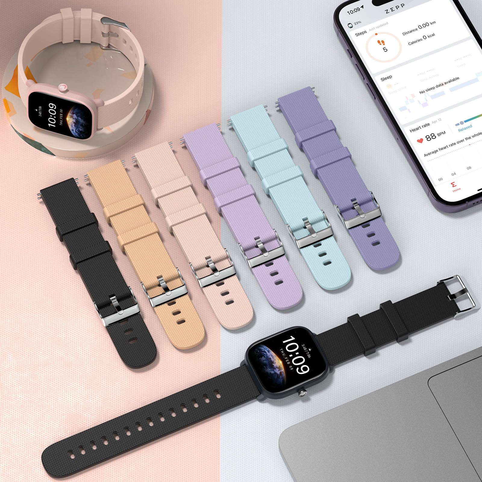 Higgs Silicone Cinturino Compatibile con Amazfit Bip 3/3pro/Bip U pro/Bip S/Bip S Lite/Bip Lite, 20mm Sportivo Cinturini Amazfit GTS 2 Mini/GTS 2 2e/GTS 3 42mm,Braccialetto Amazfit GTS 4 mini