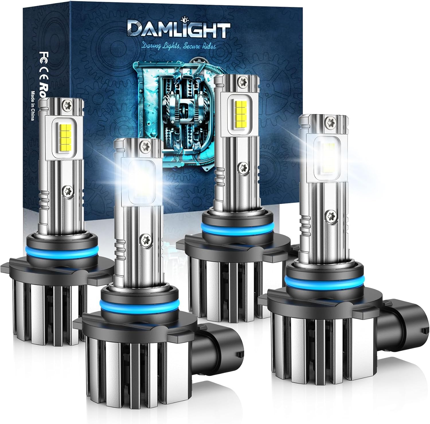 9005+9006 Fog Light Kit, Super-Bright 48000LM Light Bulb Kit for Night Driving, Clear White Light, Easy Install, Long-Lasting, Pack of 4