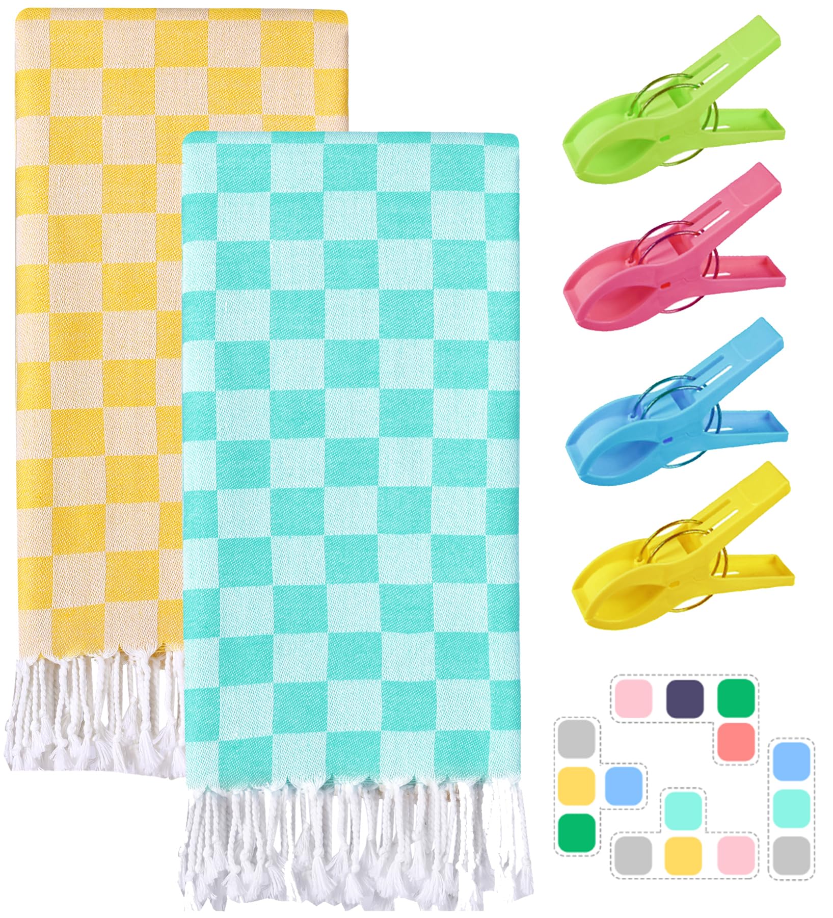 Photo 1 of 2 Packs Turkish Beach towel Vacation Essentials Blanket Bath Pool Towel Extra Large Sand Free Fast Drying Lightweight Swim Necessities Women Summer Gift Vacation Travel Accessories Thin Sandless