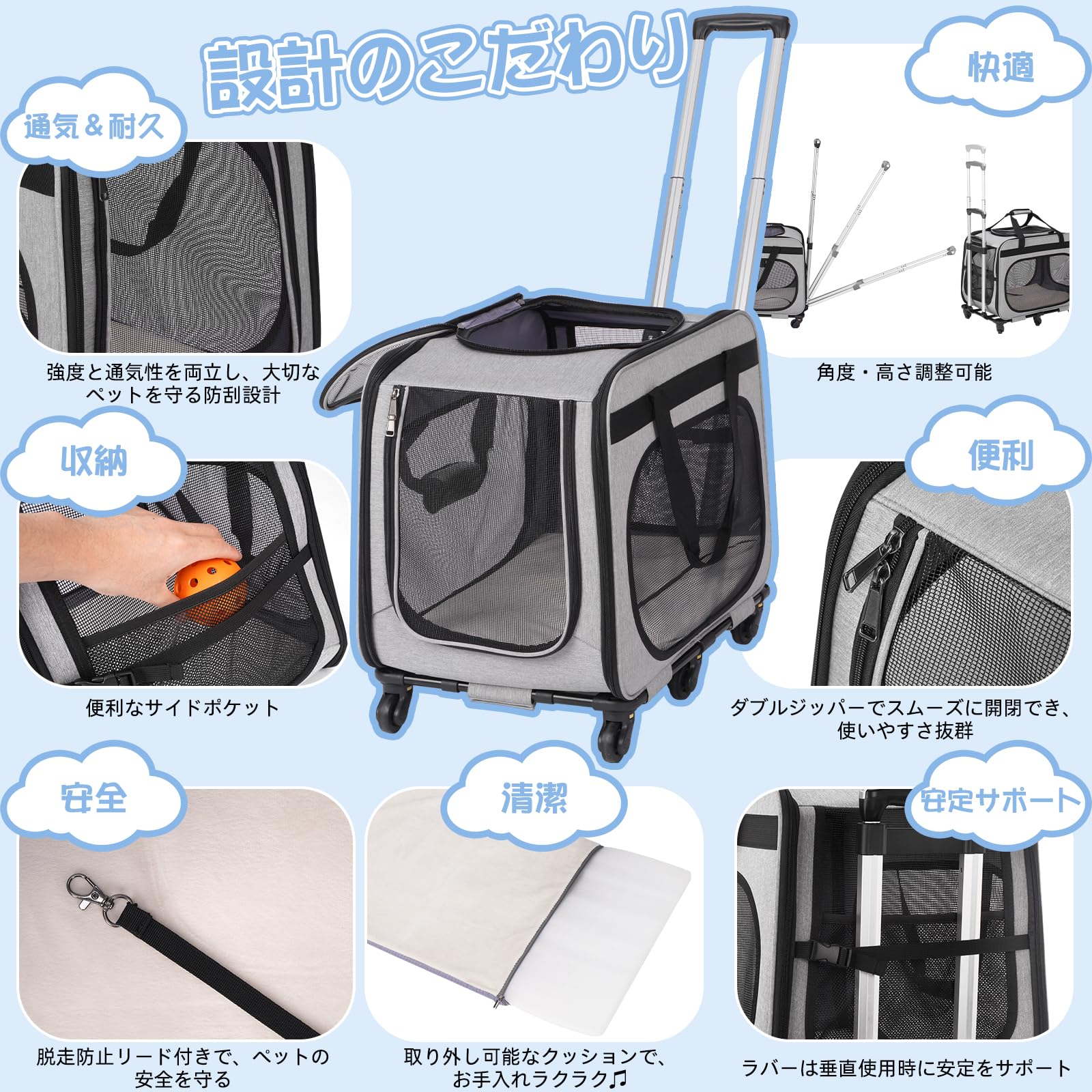 Amazon.co.jp: HOVONO 特大 猫 キャリー キャスター付き 小型 犬