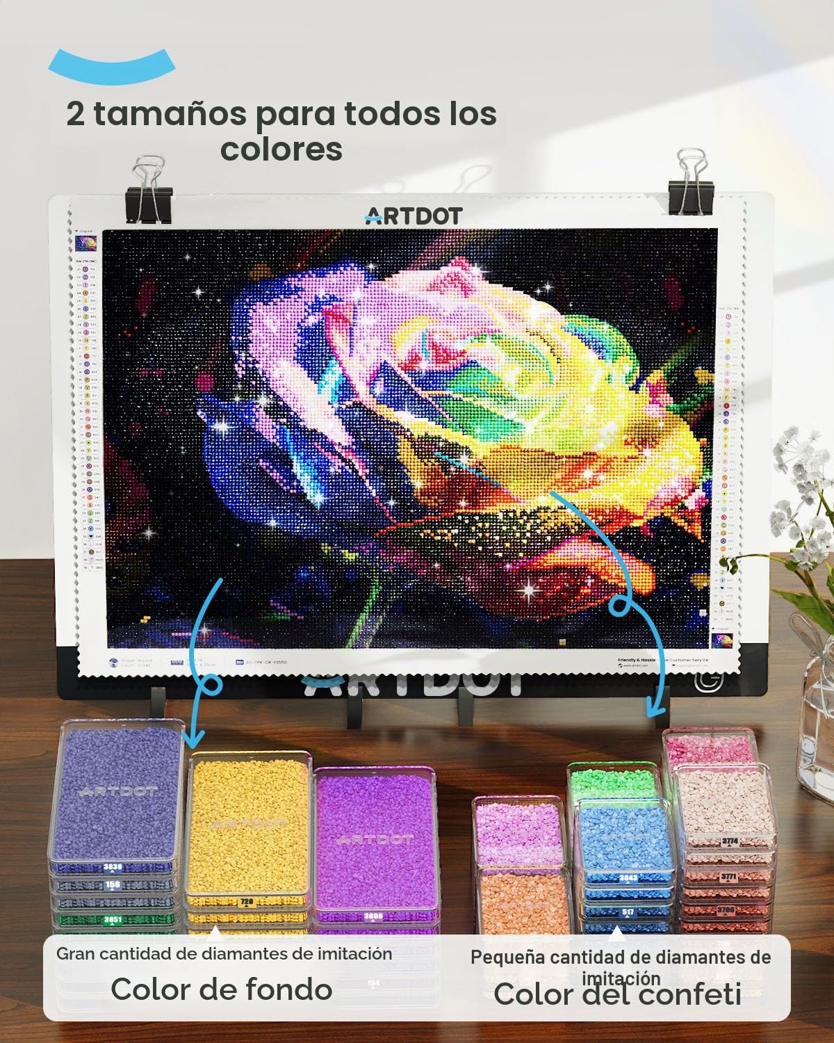 ARTDOT 60 Piezas de bandejas de Diamond Painting Adultos con Tapa, 2-EN-1 Kits Accesorios y Herramientas de Pintura de Diamante apilabless