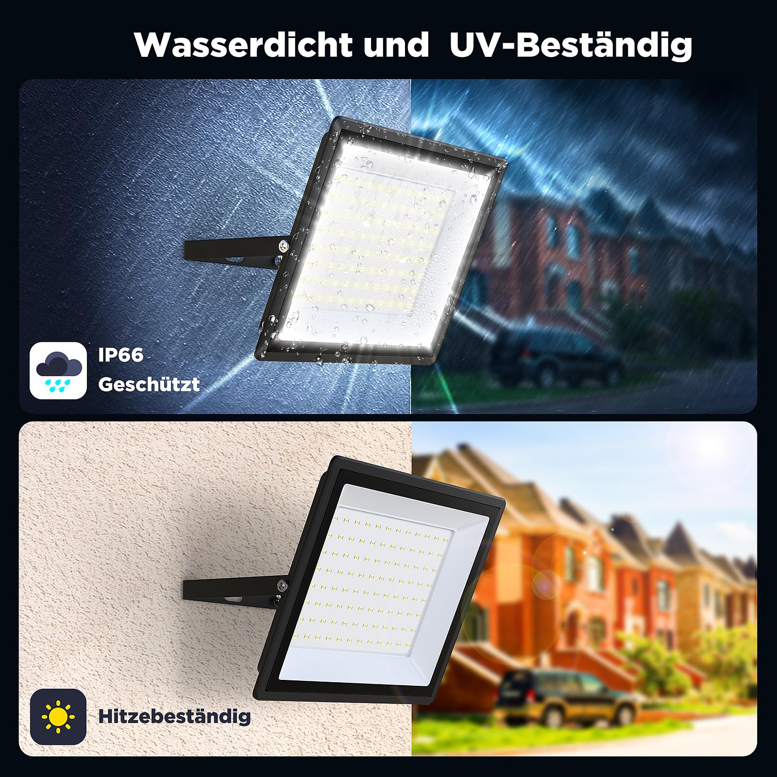LED Strahler Außen 100W IP66 11000LM 6500K Kaltweiß (100W2P)