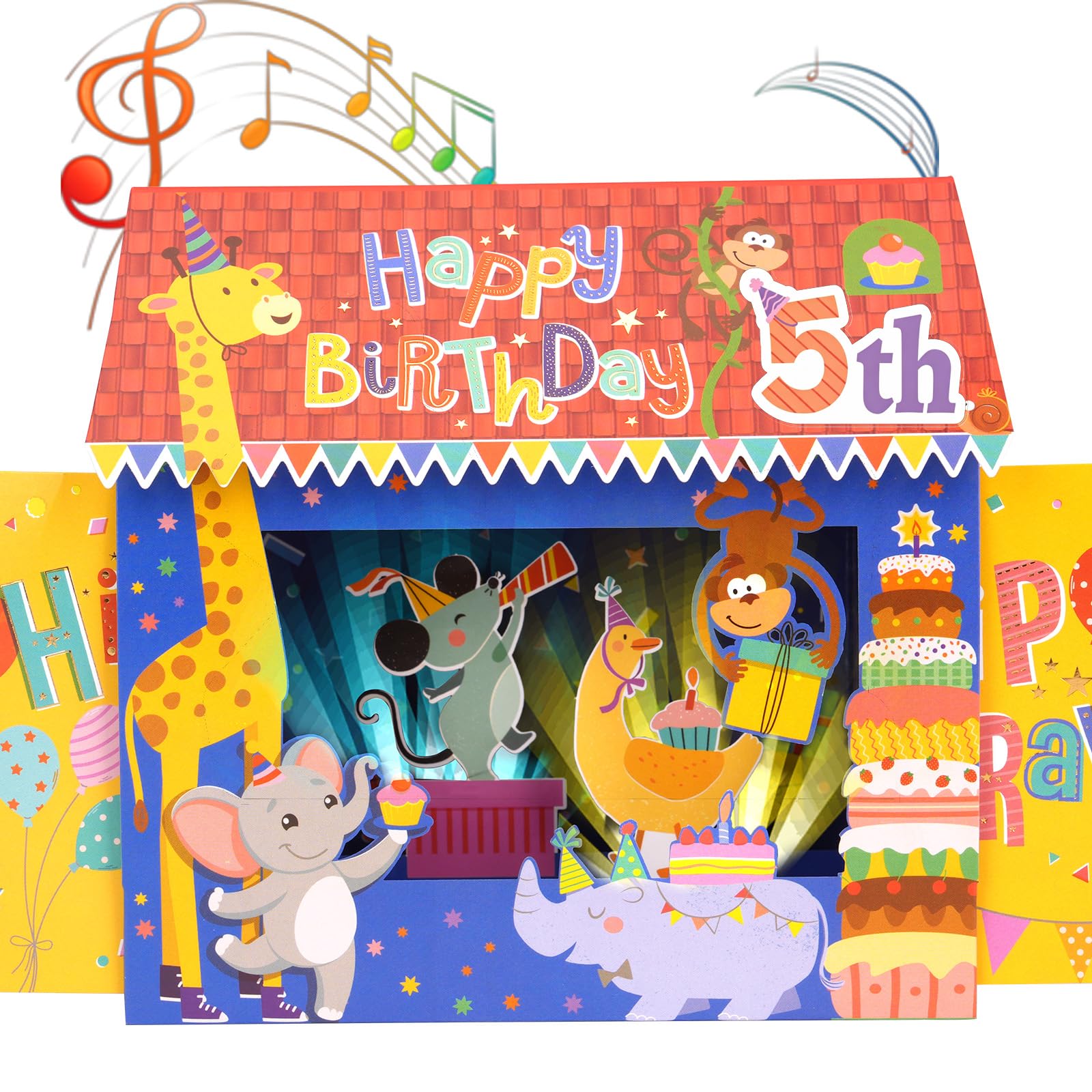 5 Years Old Birthday Card, Musical Birthday Card with Lights, Birthday Gift for 5 Year Old Boy, Girl, Son, Daughter