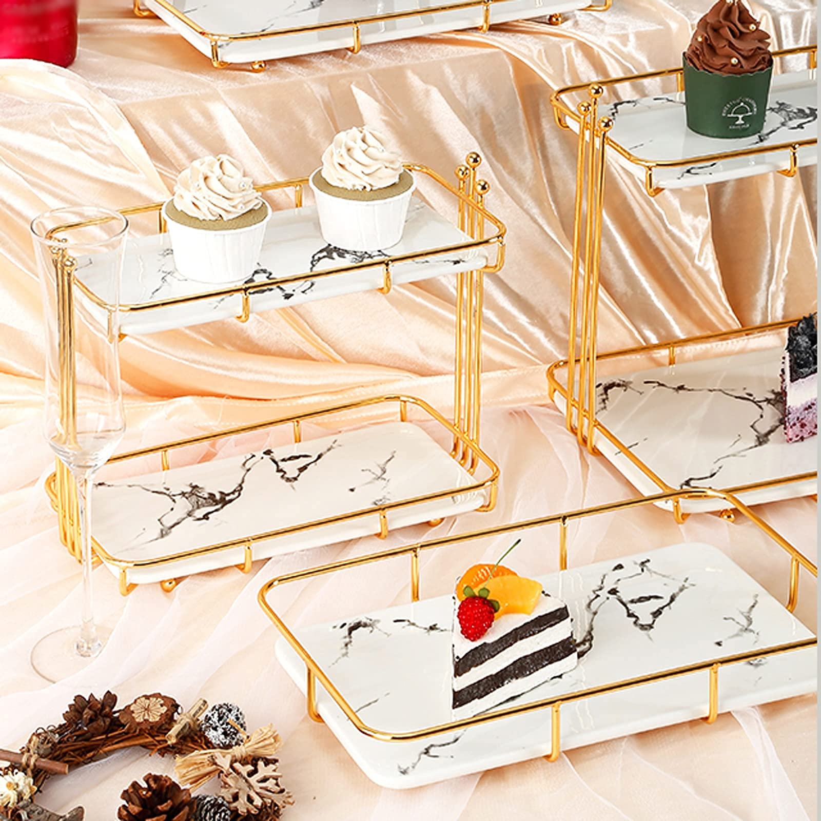 ケーキスタンド セラミックケーキスタンド シンプルな長方形デザート