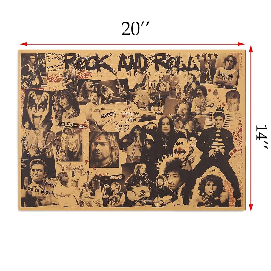 ☆I Love You☆ Vintage Poster R&B Rock Woonkit Vintage Rock Band Posters for Room Aesthetic, 70s