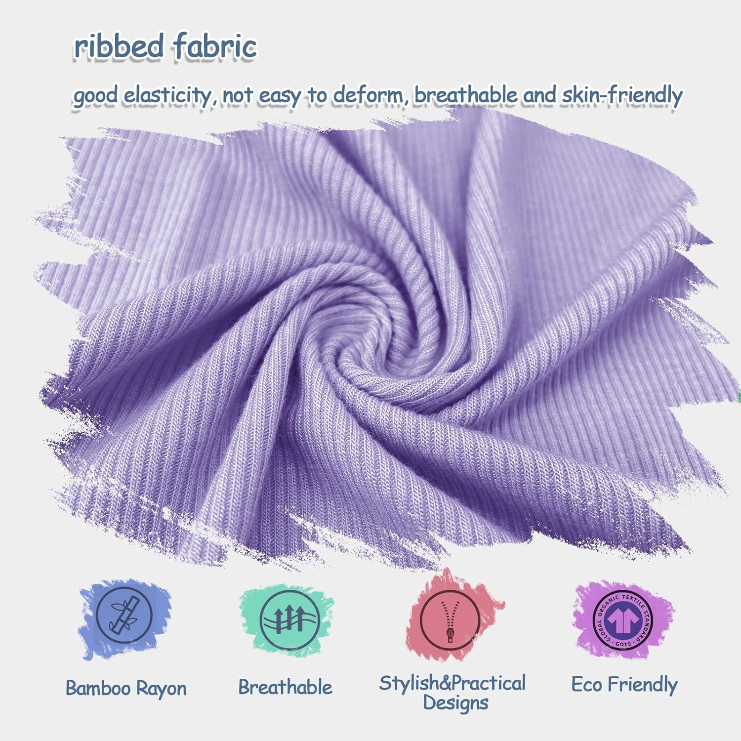 Jimonda Ribbed Rayon From Bamboo Baby Boys/Girls Sleepers, 2-Way Zipper Long Sleeve Footless Pajamas With Mittens Soft Pjs - Image 3