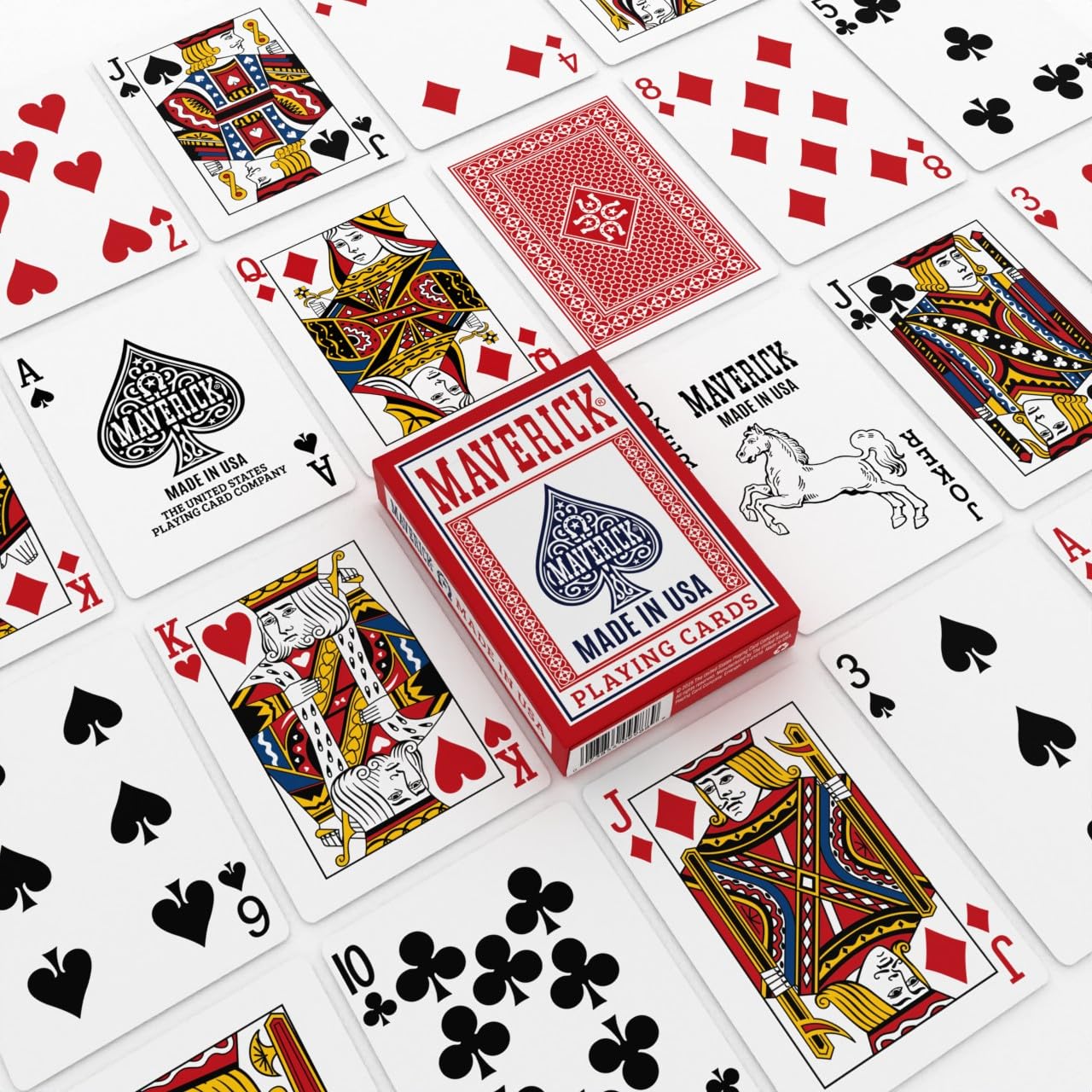 Maverick Playing Cards 12 Pack, Made in USA, New and Improved Quality, Standard Index, Red and Blue Decks, Bulk Playing Cards for Poker, Card Games, and Family Game Night