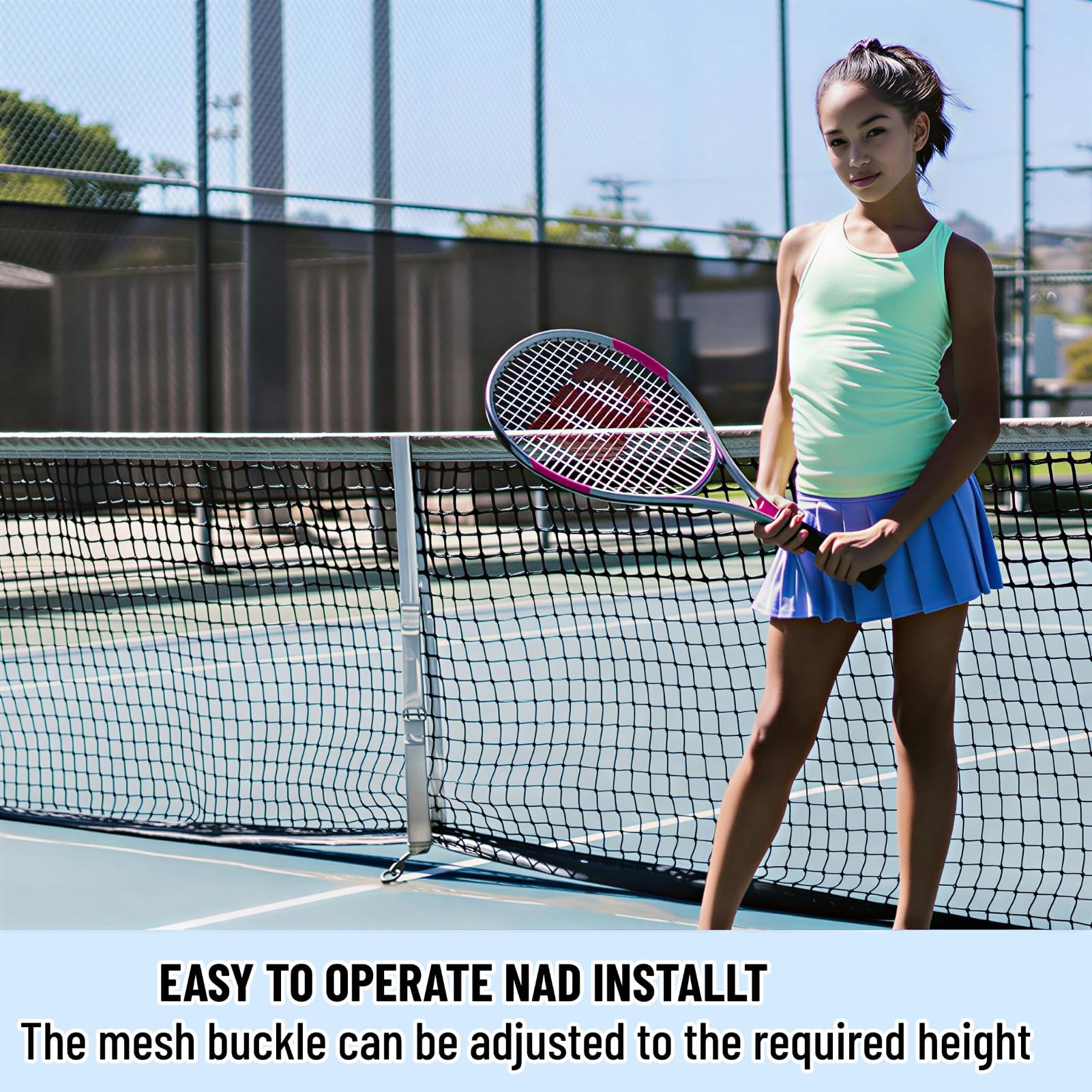 VGEBY Cinturino per Rete da Tennis, Cinturino Centrale per Rete da Tennis Cinghie Centrali Regolabili per Rete da Tennis Fibbia in Acciaio Inossidabile per Allenamento Sportivo