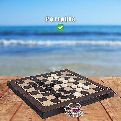 Miniatura 5 de LaModaHome Juego clásico de backgammon para adultos y niños, tabla plegable de madera, ropa magnética, diversión para familiares y amigos, juego de