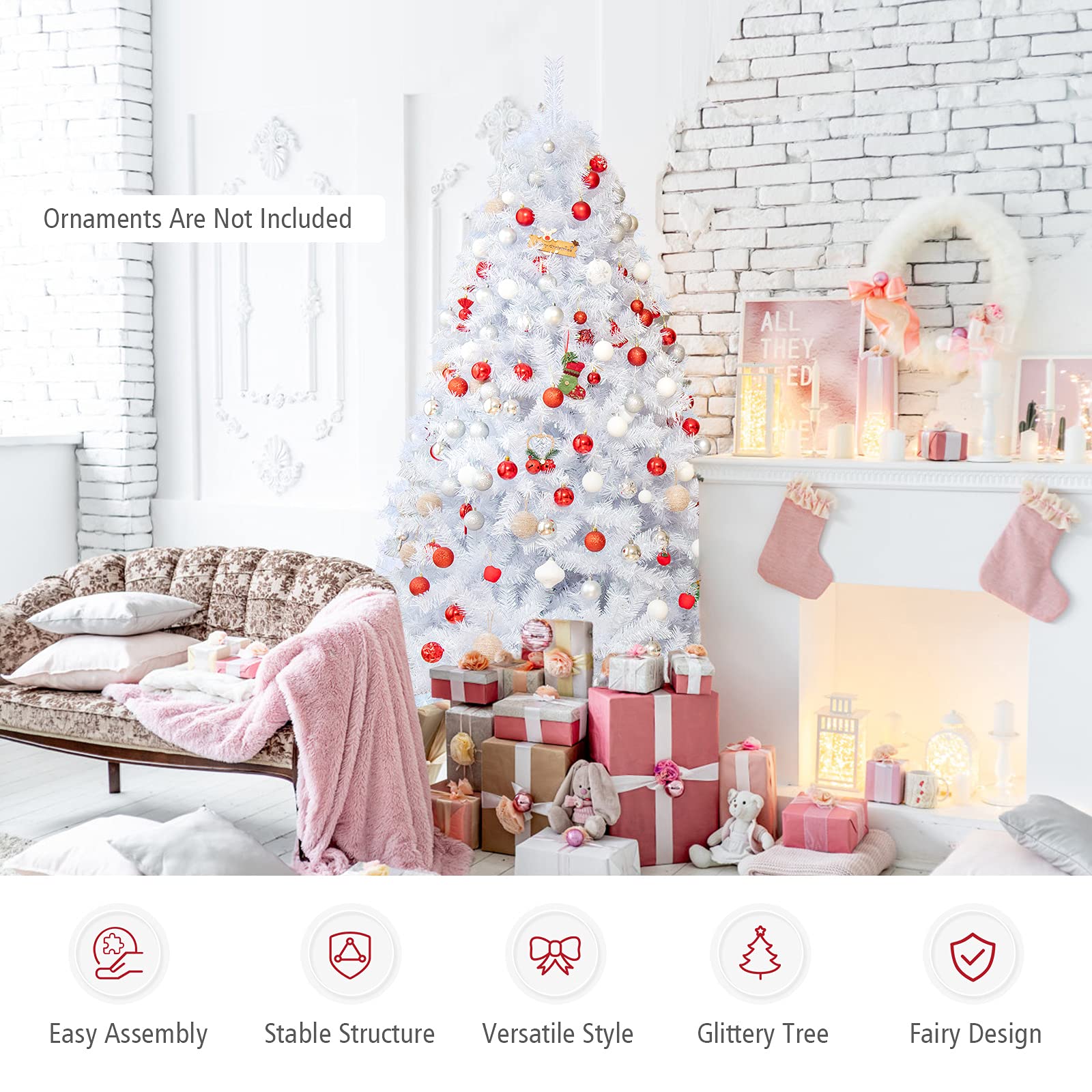 Amazon.com: Happygrill 7FT White Christmas Tree Realistic