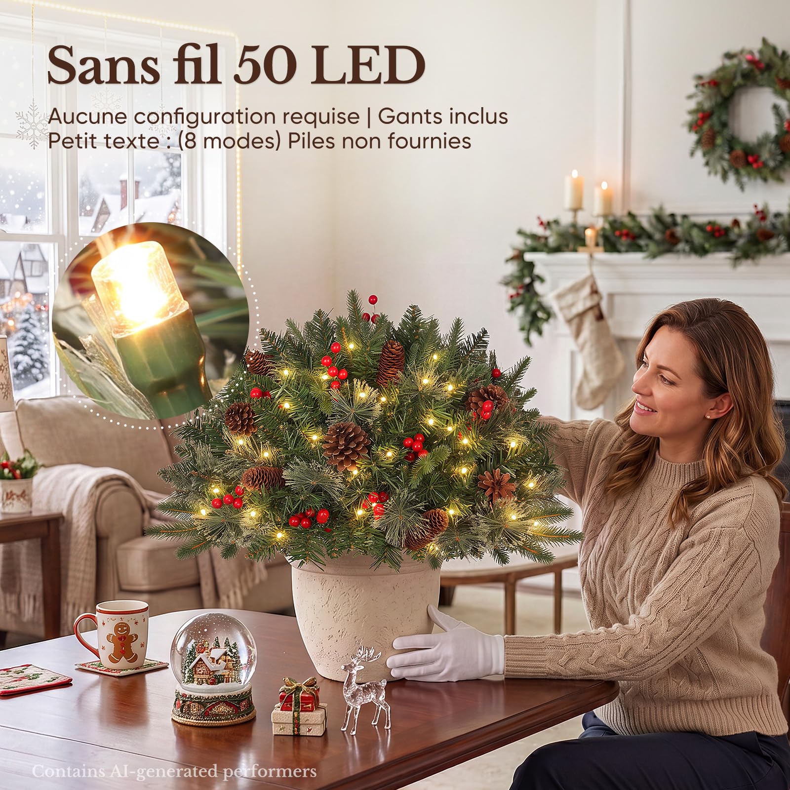 Hokeeper Sapin de Noël de 45 cm avec éclairage LED