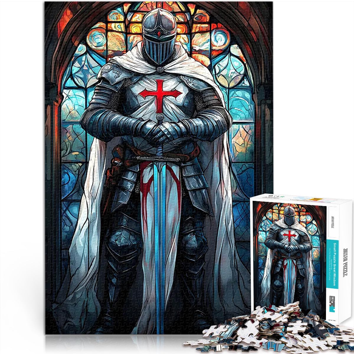 Puzzle de 2000 Piezas para Adultos Vigilia de los Caballeros Templarios Acertijo para Decoración de Pared cumpleaños y Navidad 70x100cm