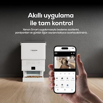 Xenon Smart Akıllı Mama Kabı (Kameralı) | 1080p 4L Mobil Kontrol Çelik Kase Gece Görüş X8614