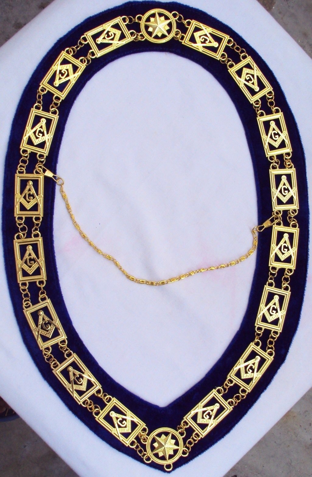 Regalia Masonic Blue House Master Mason Dress Metal Chain Collar - CP Made