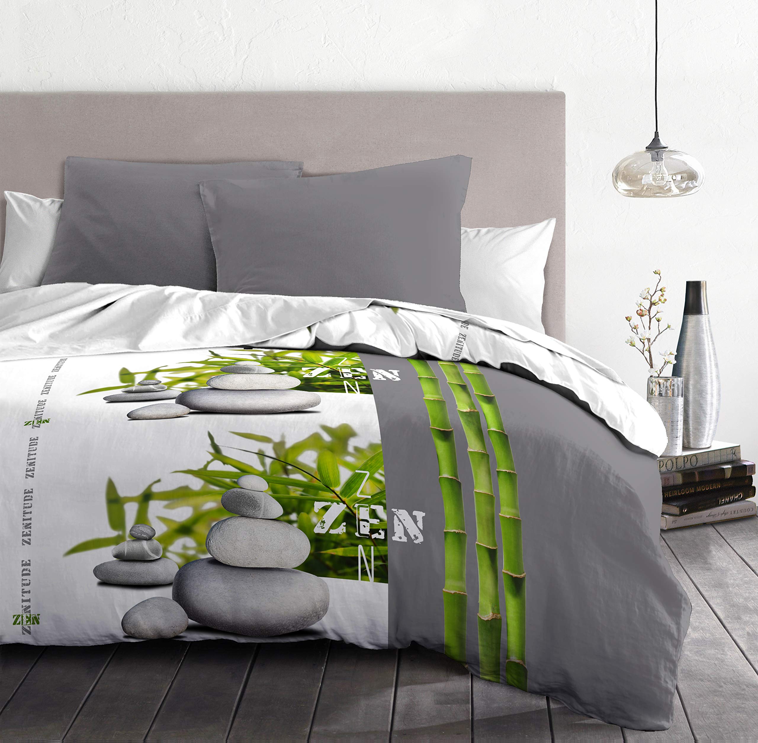 Home Linge Passion Juego de edredón de 220 x 240 cm, Microfibra, 72 gsm Zenitude