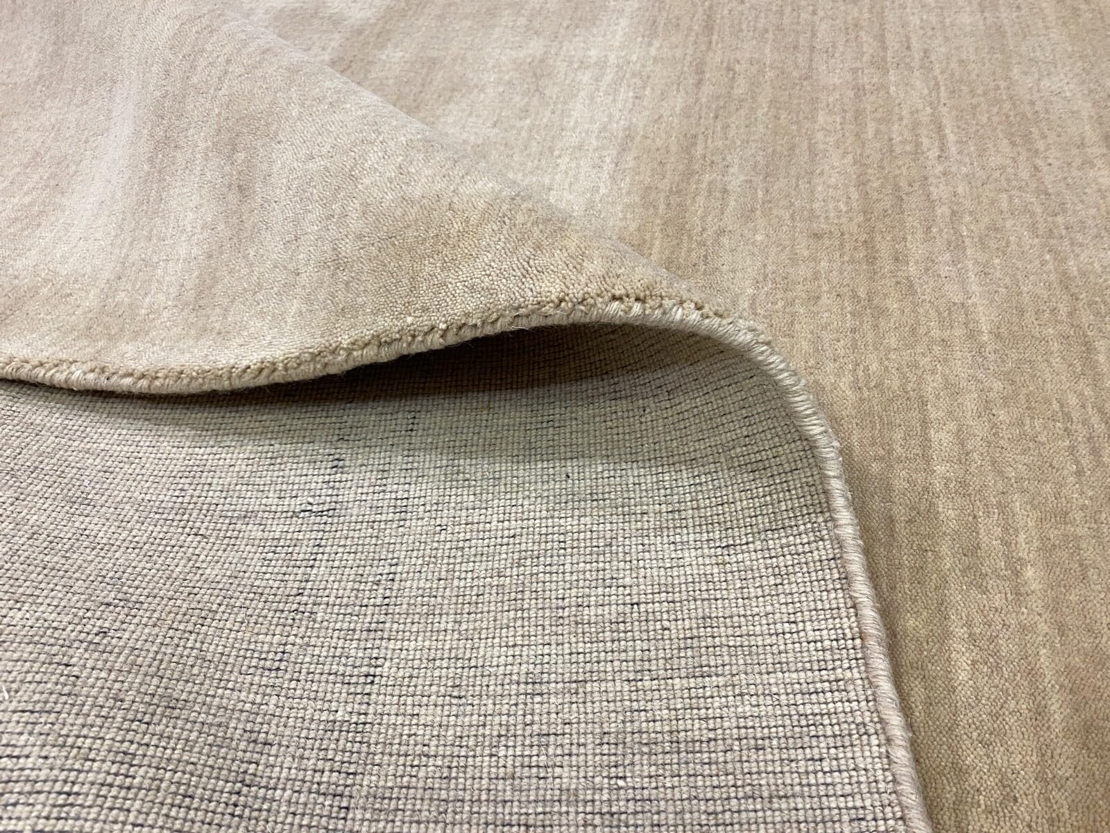 Gabbeh Tapis beige 100 % laine unie tissé à la main G84