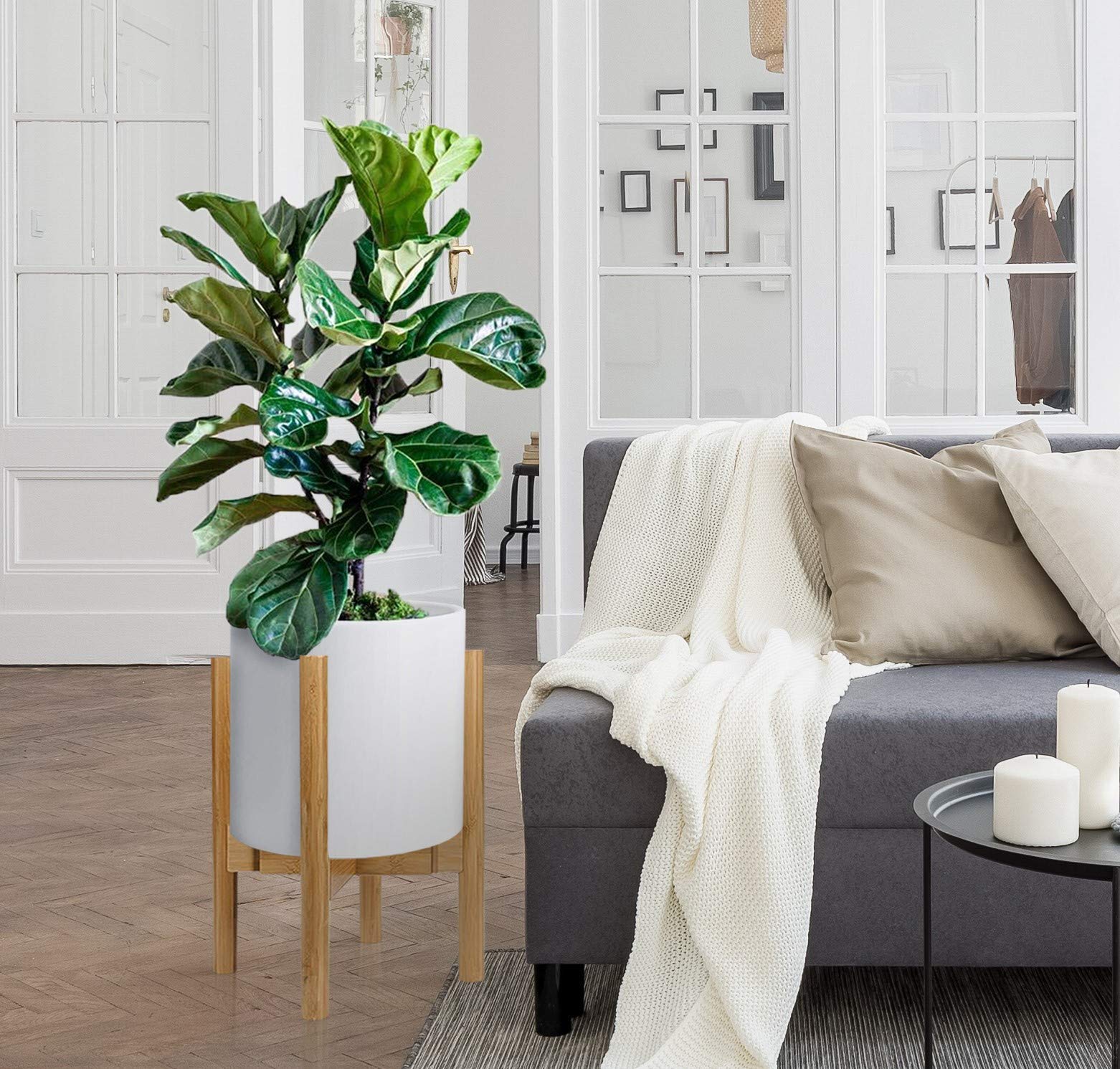 UppWell Adjustable Indoor Plant Stand | Fits Pots 8-12 inches, Adjustable Height and Width | Made From Sustainable Bamboo | Tools For Assembly Included | One Tree Planted for Every Purchase