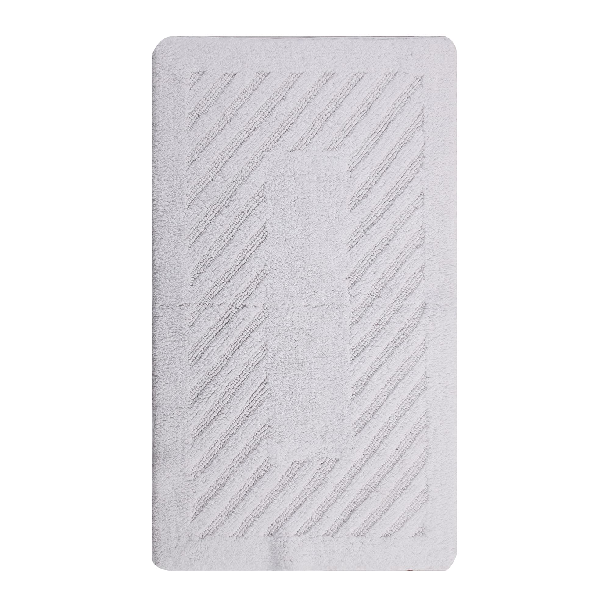 KnightsbridgeDiagonal Racetrack 100% Cotton Reversible Bath Rug 24 X 40 White