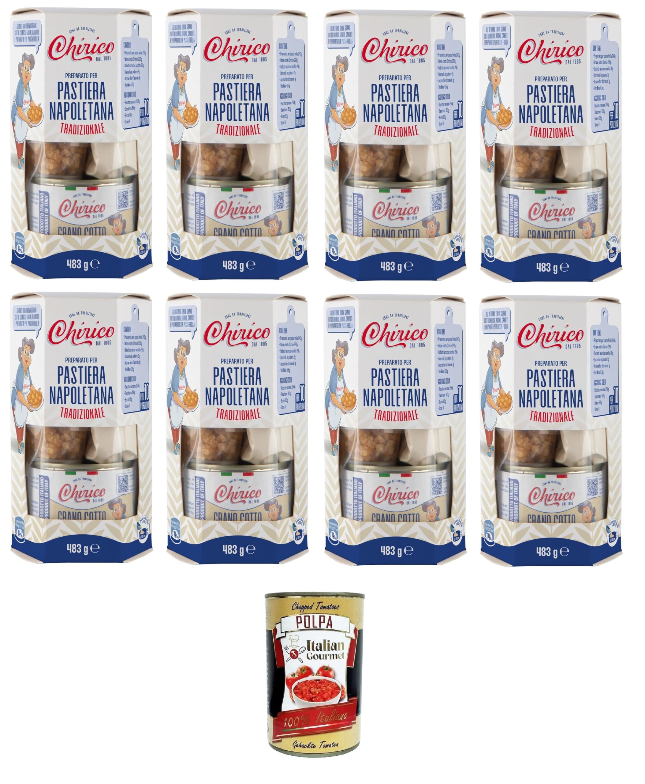 Italian Gourmet preparato per Pastiera Napoletana Backmischung Mix 8 x 483g
