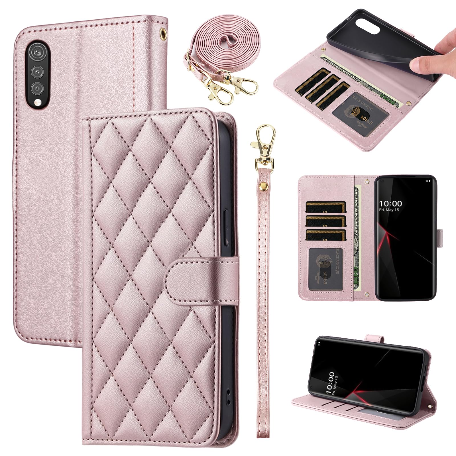 Furiet Argyle Wallet Case for LG Velvet 5G/LGVelvet Verizon G5 UW T-Mobile 2020 with Wrist Strap Shoulder Strap, Card Slots Folio Purse, Stand