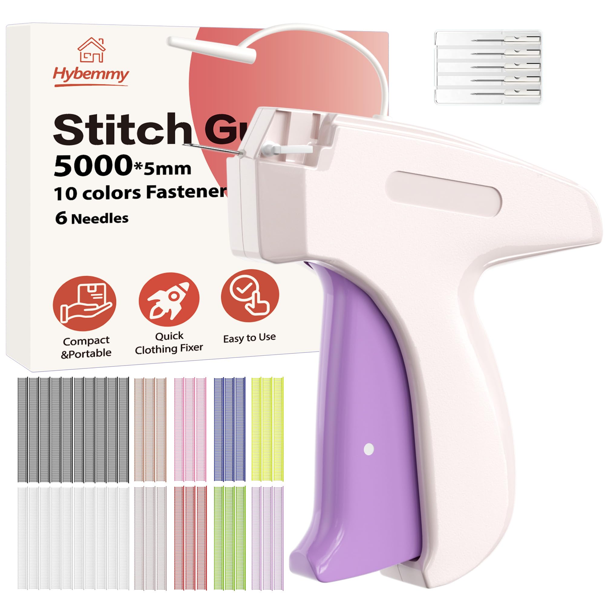 Stitch Gun for Clothes, Tagging Gun, Quick Clothing Fixer, 10 Color