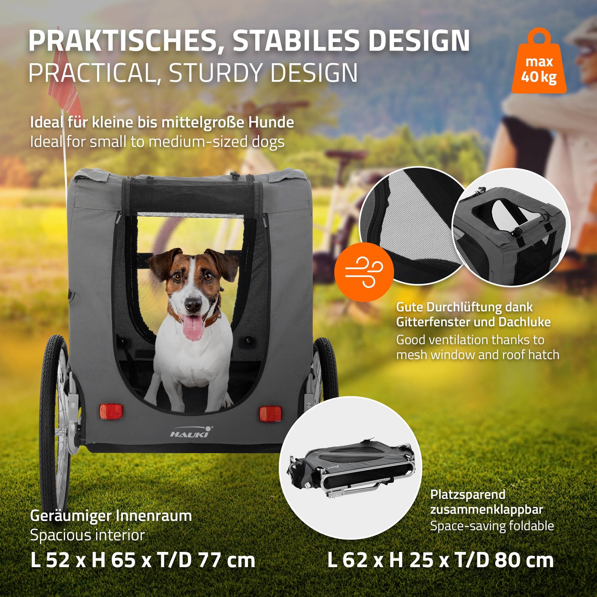 Trixie Fietskar Opvouwbaar - Hondenfietskar - Grijs Zwart 58x93x74/114 Cm Tot 15 Kg Small - Fietskar - Pets Place