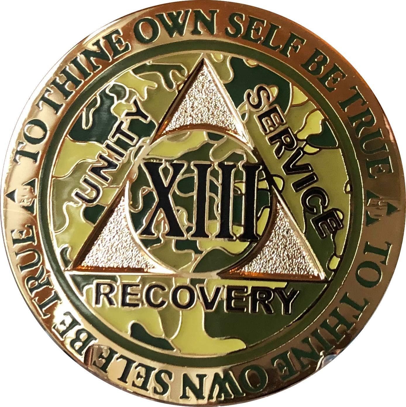 RecoveryChip Médaillon AA 12 Ans - Camouflage Réflexe - Plaqué Or