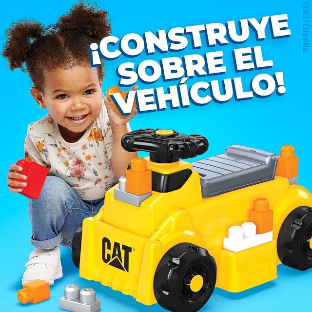 Foto 4 de 6 de Mega Bloks CAT Excavadora Construye y Juega - Juguete de Construcción - Volante Giratorio - Asiento con Tapa