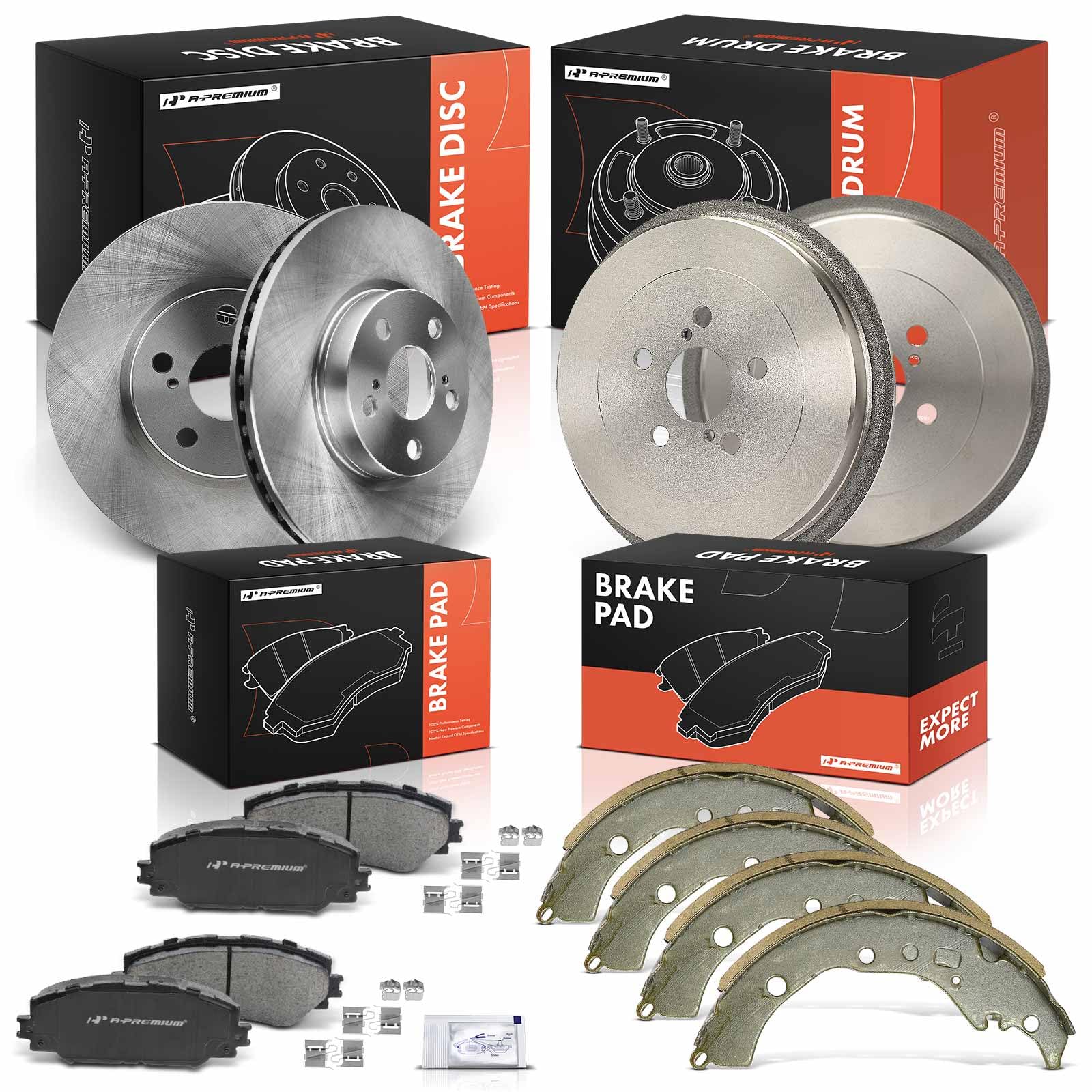 Photo 1 of A-Premium Front and Rear Disc Brake Rotors + Ceramic Pads Kit Compatible with Select Toyota Models - Corolla 2009-2019, 12-PC Set