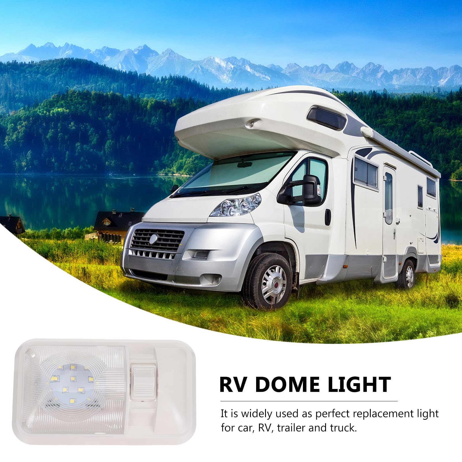 Plafonnier Économie D'énergie et Abs en Éclairage Confortable LED 12v avec Interrupteur Trois Voies Lumière Intérieure Blanche pour Camping-car pour Vr et Camion