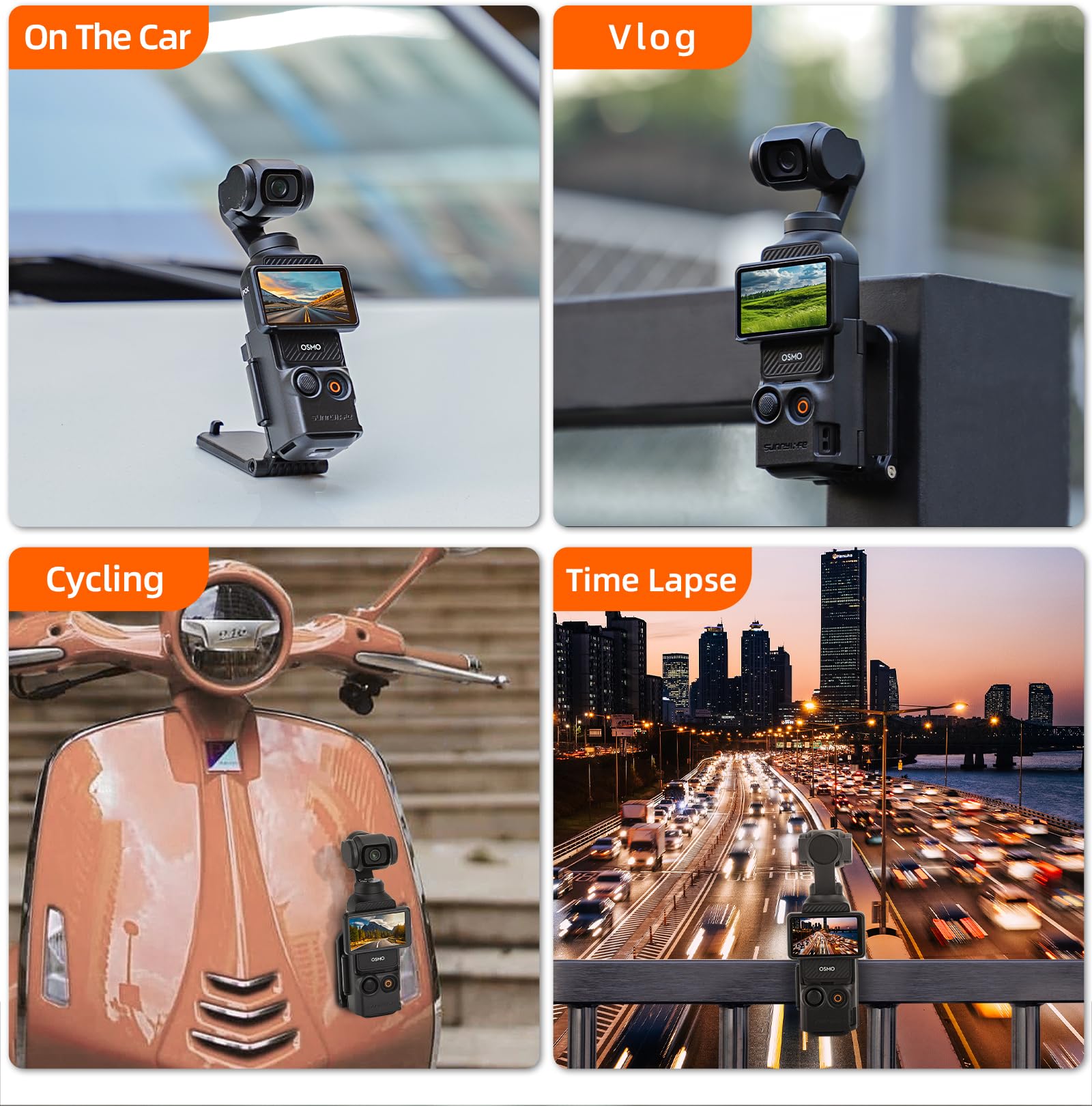 Support Moto NEWFUN Pour Insta360 X4/X3/X2 - Rotation 360°, Double Pince