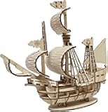 3D Wooden Sailboat Puzzle for Adults, Sailship‌ Model Kits to Build, 3D Jigsaw Brain Teaser Puzzles, No Glue or Other Tools Required, Free of Burr, Tabletop Decoration (Sailing Boat Puzzle A)