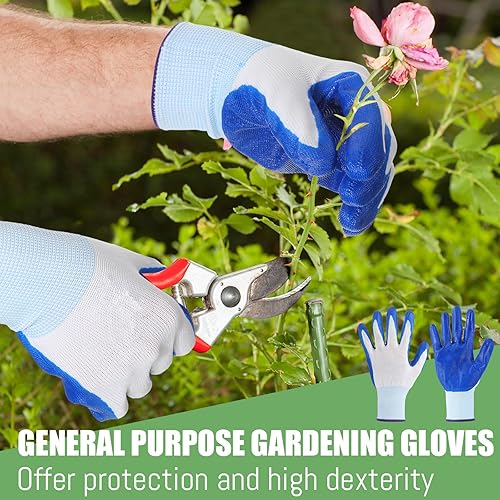 Miniatura 8 de Sintuff 120 pares de guantes de jardinería para mujeres y hombres, guantes de jardín antideslizantes con revestimiento de goma transpirable a granel