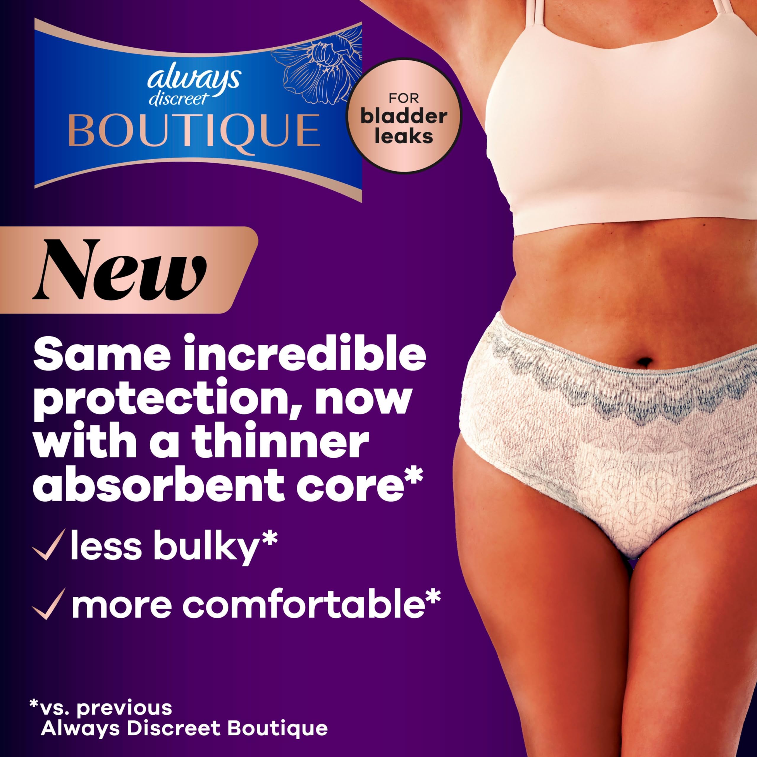 Always Discreet Boutique, Inkontinenz & Postpartum Unterwäsche für Damen, hohe Taille, Größe S/M, Rosa, maximale Saugfähigkeit, Einweg, 20 Stück