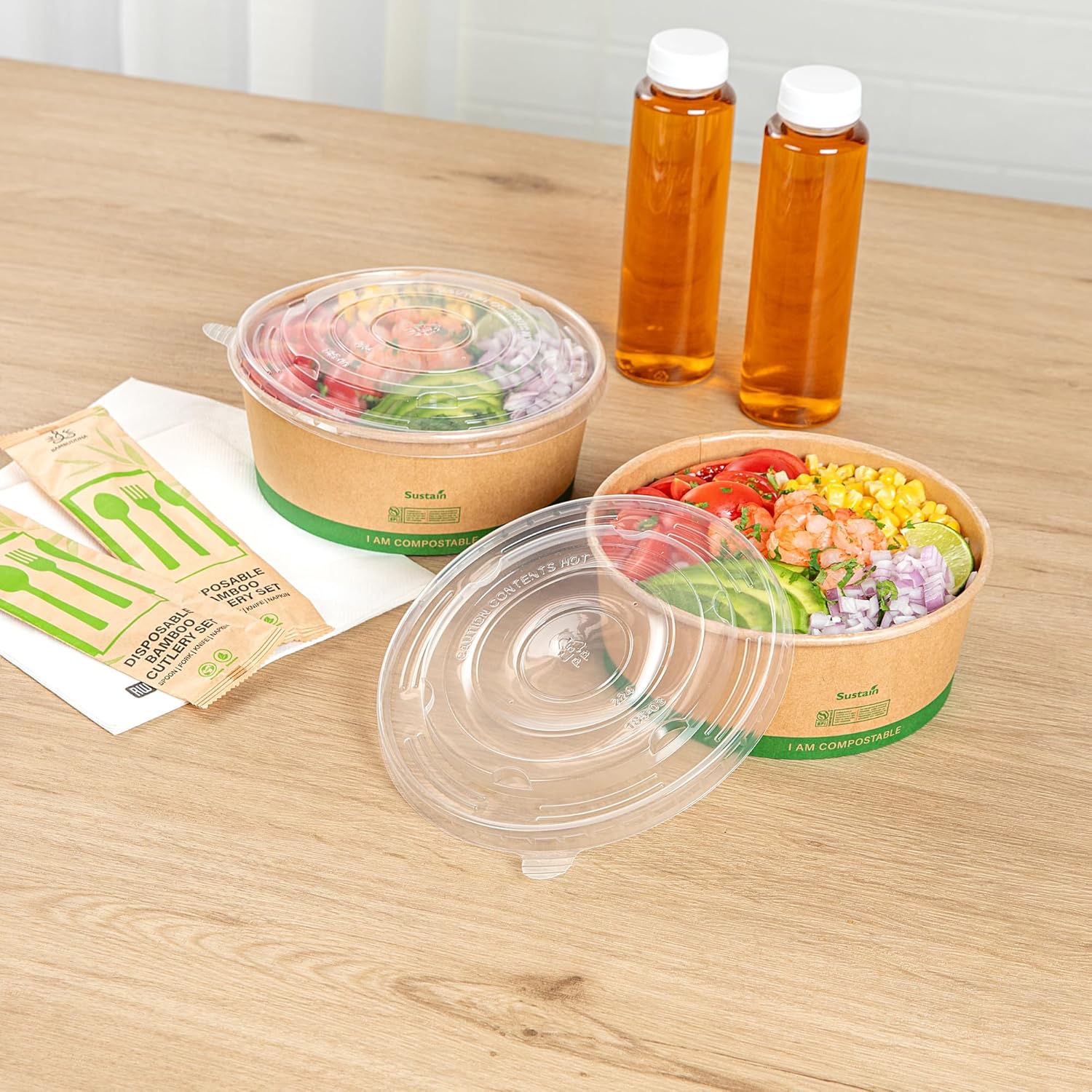 Restaurantware LIDS ONLY Clear Plastic Lids 200 Pack for 50 oz Food Containers Disposable Take Out Tight-Fitting Easy-Open Tab Durable Meal Prep 7.28" Food Covers For Kraft Serving Boxes