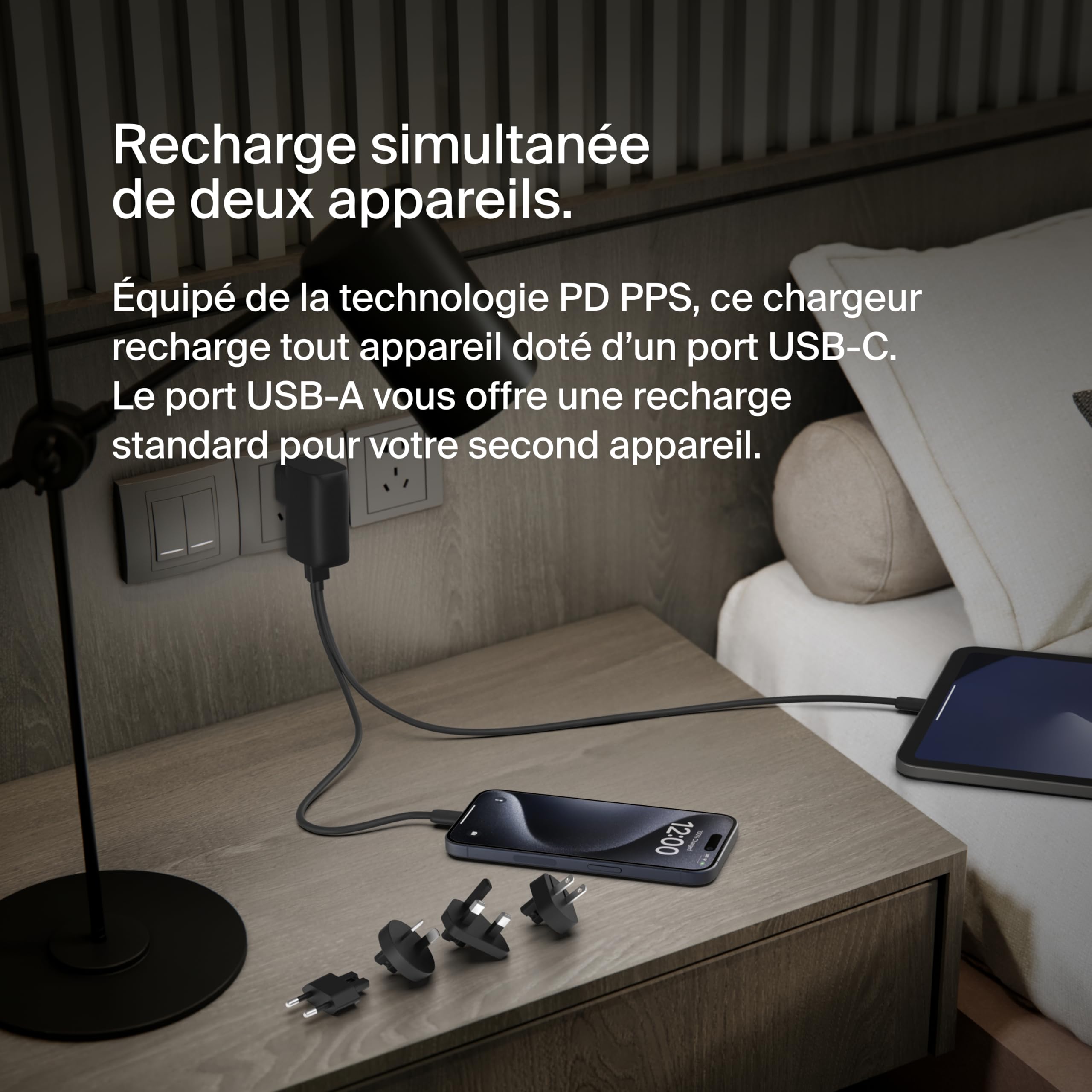 Belkin BoostCharge Solution Hybride 2-en-1 Chargeur Secteur 25W + Batterie Externe 5000mAh 2 Ports, Port USB-C PD 3.0 et Port USB-A, Power Bank 5K, Chargeur Rapide et Portable