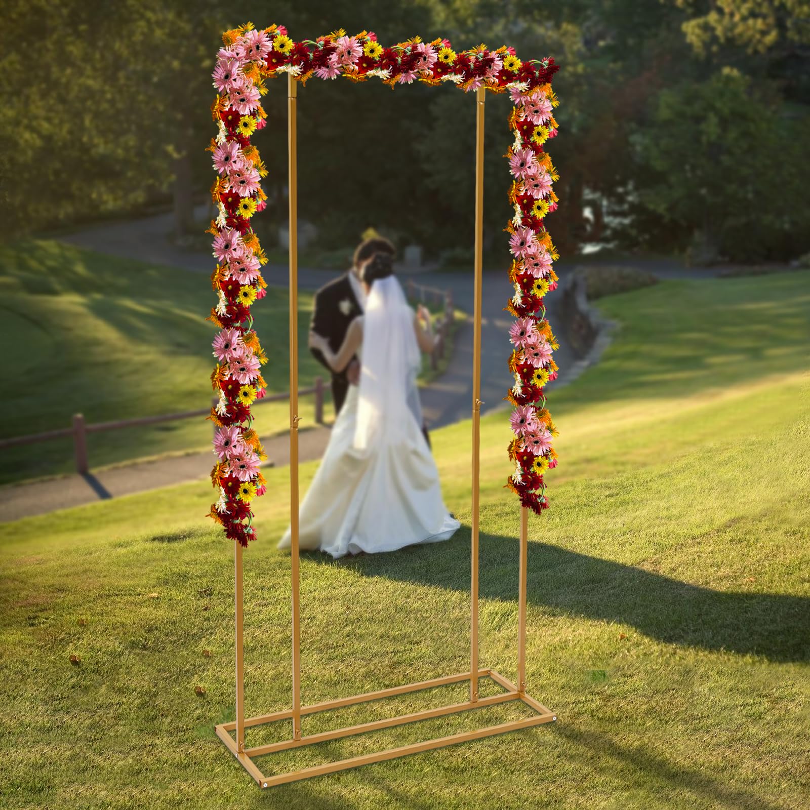 1*0.4*2m Metall Hochzeitsbogen, Traubogen Hochzeit Metall Stand Hochzeit Hintergrund Stand Bogen Stand Kann DIY-Dekoration 1mm Eisenrohrs Abgerundete Ecken Flügelmuttern für Abschlussfeiern
