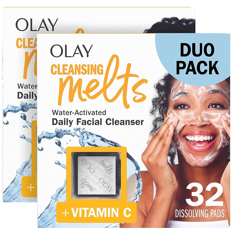 Olay Limpador facial em discos ativados por água com vitamina C, fragrância cítrica suave, Pacote com 4