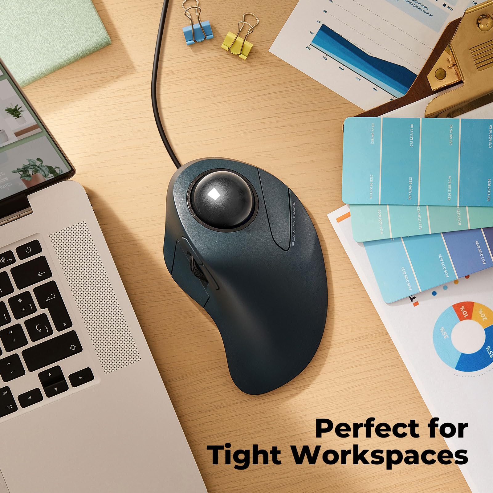 Souris filaire Trackball, contrôle facile des doigts, design ergonomique confortable réduisant la fatigue musculaire, précision et suivi fluide, compatible avec PC, ordinateur portable,