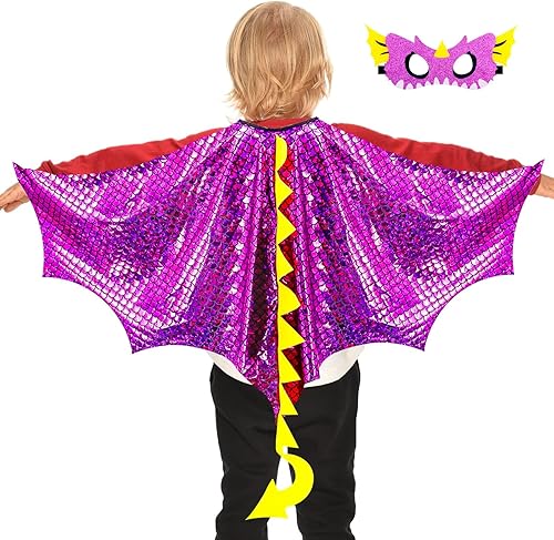 Disfraz de alas de dragón para niños, máscara de dinosaurio, capa de disfraz como niños y niñas, dinosaurio, fiesta de cumpleaños, regalos y juguetes